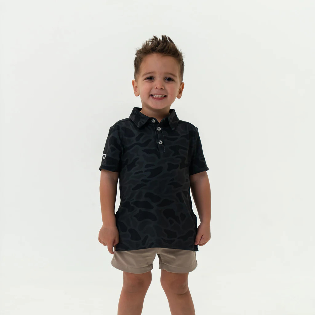 Youth Performance Polo - Black Camo | BURLEBO