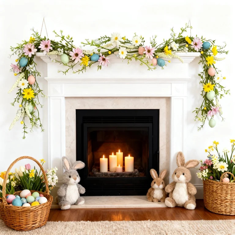 Danhjin Easter Garland, Colorful Spring Vines with Faux Eggs Butterflies for Home Table Decor | Walmart (US)