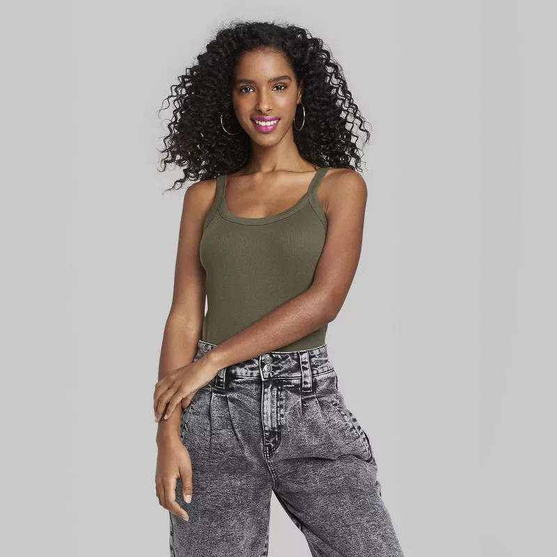 Women's Slim Fit Tank Top - Wild Fable™ Olive Green L | Target
