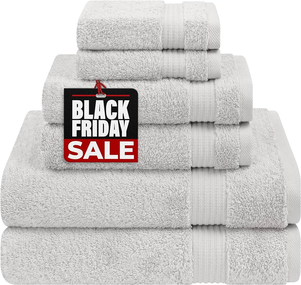 Cotton Paradise 6 Piece Towel Set, 100% Turkish Cotton Soft Absorbent Towels for Bathroom, 2 Bath... | Amazon (US)