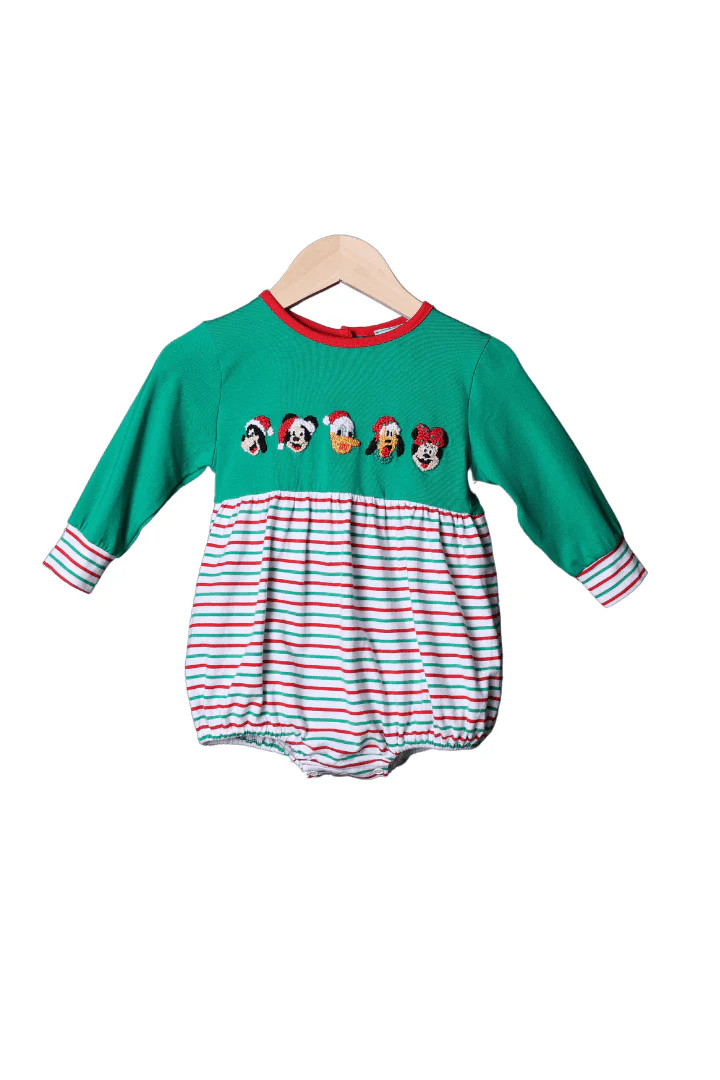 French Knot Santa Mouse Friends Stripe Bubble | The Smocked Flamingo
