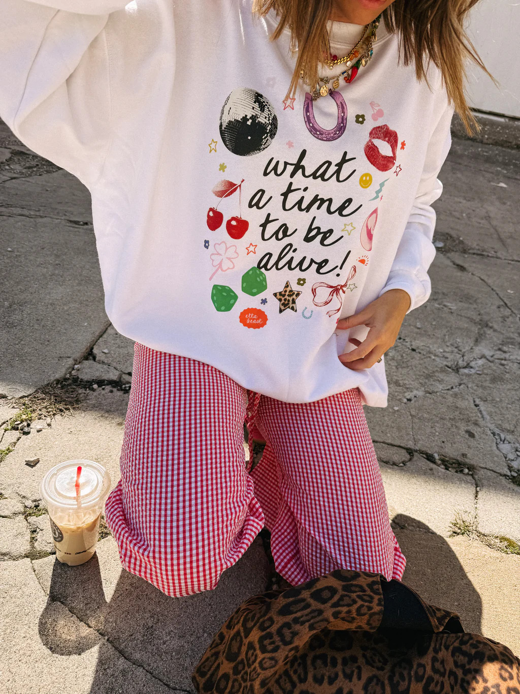 ETTA OG | what a time to be alive sweatshirt - white | Etta+East