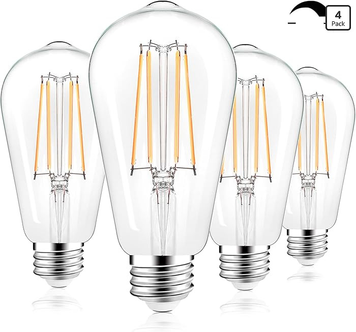 PARTPHONER LED Light Bulbs Dimmable Vintage Edison Bulb, E26 LED Bulb 60W Equivalent 720 Lumens, ... | Amazon (US)