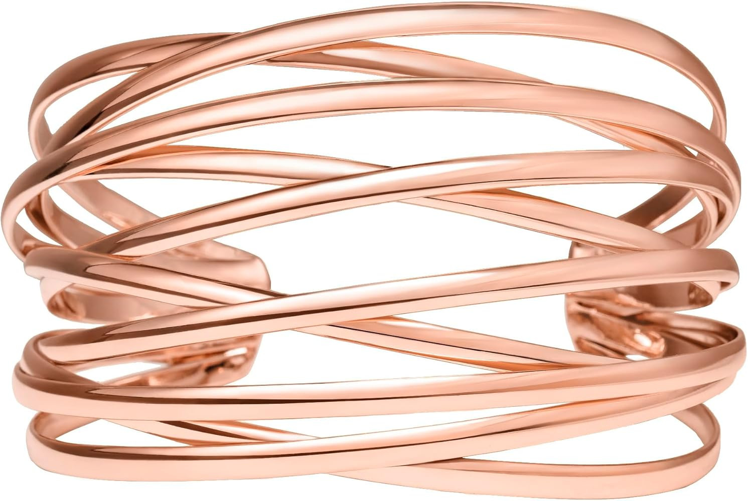 Twisted Cuff Bangle Bracelet for Women Trendy Multi-layer Wire Warp Bangle Bracelet Wide Open Chu... | Amazon (US)