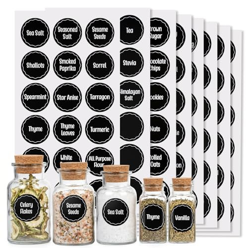144PCS Spice Jar Labels, 1.5in Round Preprinted Black Script Stickers | Amazon (US)