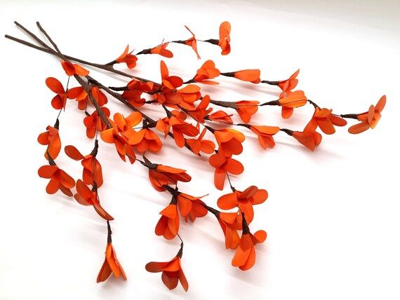Orange Flowers for Vase Tall Flowers for Vase Orange Wooden | Etsy | Etsy (US)