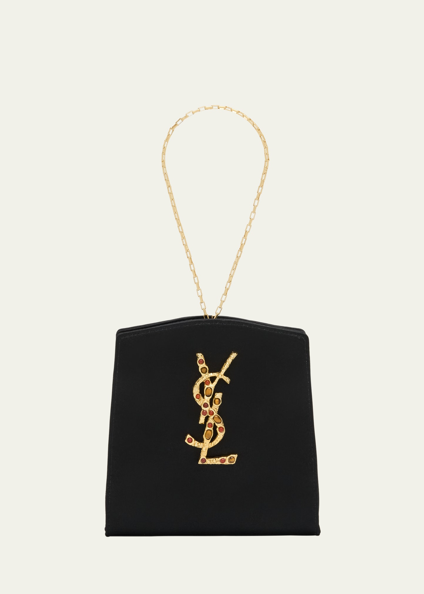 Saint Laurent Mini YSL Evening Wristlet in Satin | Bergdorf Goodman