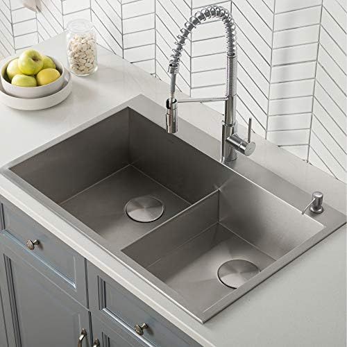 Kraus KP1TD33S-2 Pax Kitchen Sink Double Bowl, 33 Inch, Zero Radius | Amazon (US)