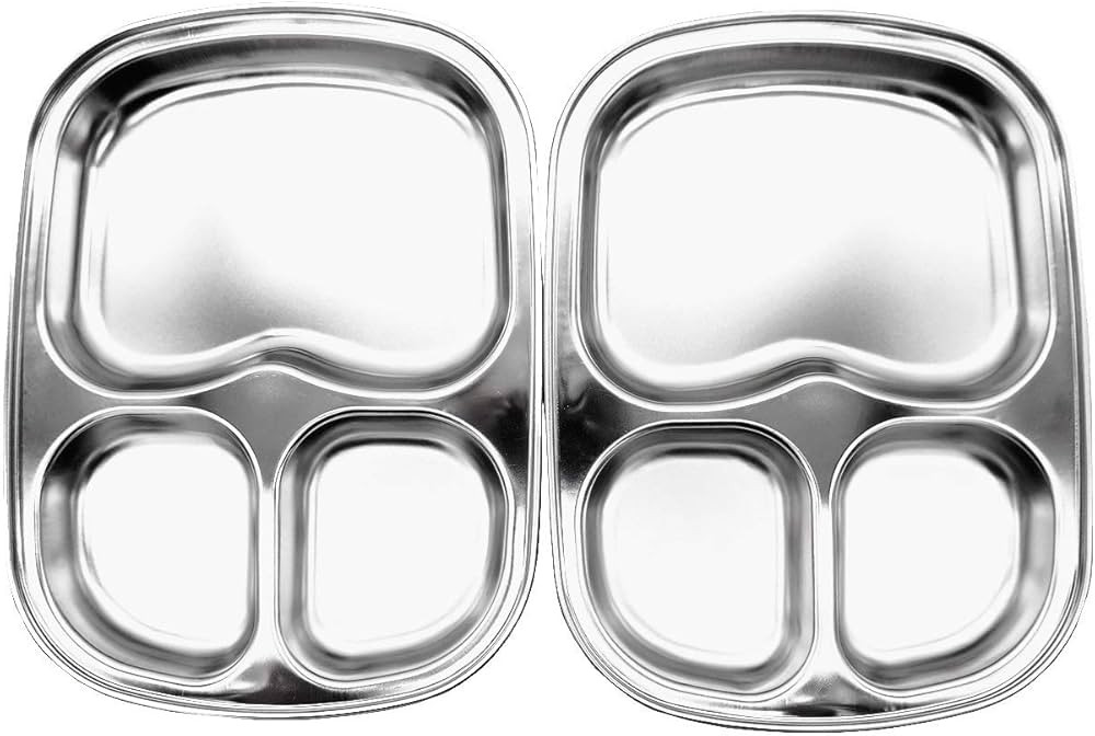 Korean Stainless Steel Divided Plates, Kids Toddlers Babies Tray, BPA Free, Diet Food Control, Ca... | Amazon (US)