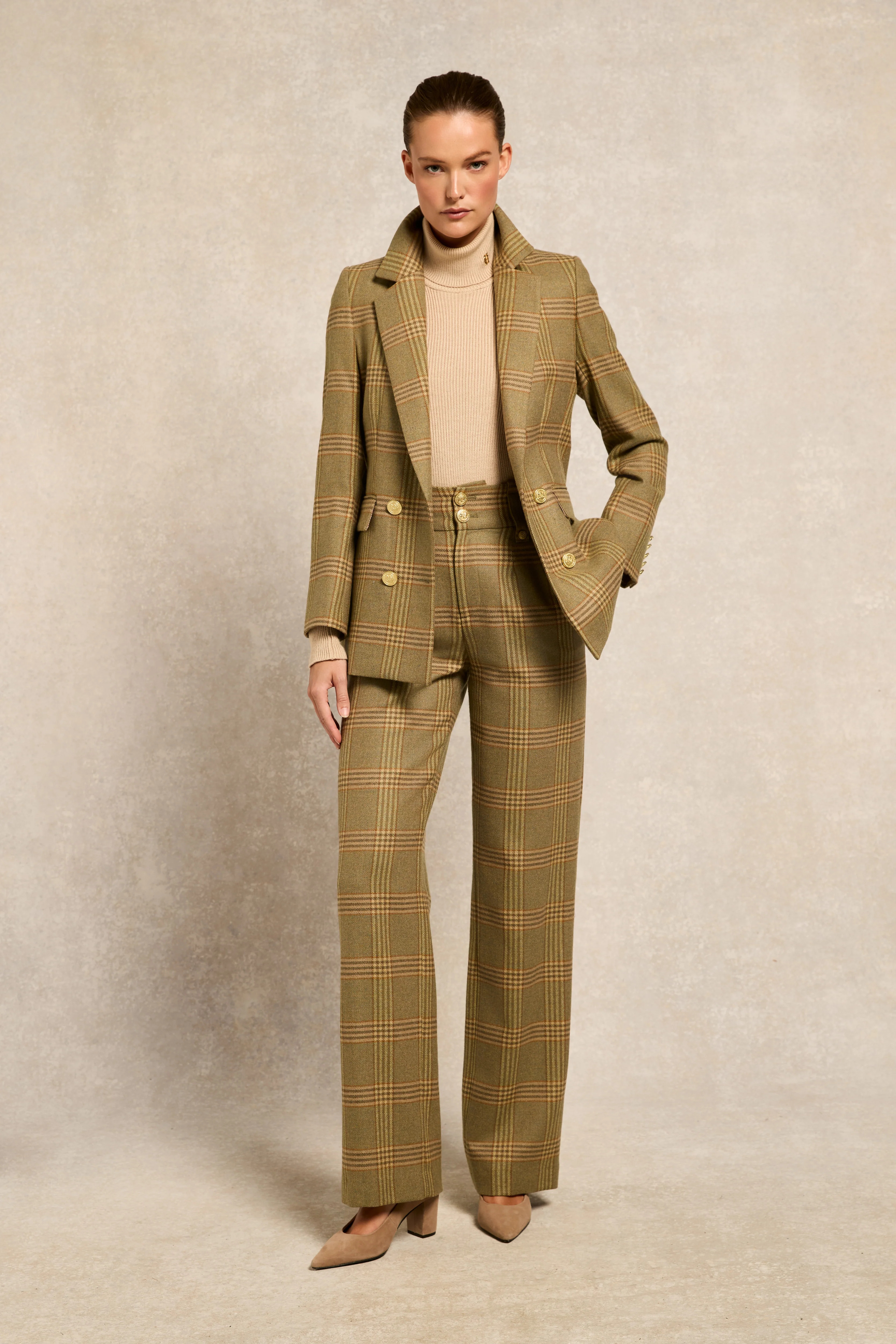 High Waisted Straight Trouser (Leveret) | Holland Cooper