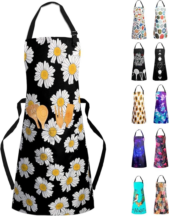 Sosolong Adjustable Waterproof Apron Bib Apron with 2 Pockets Cooking Kitchen Aprons for Women Me... | Amazon (US)