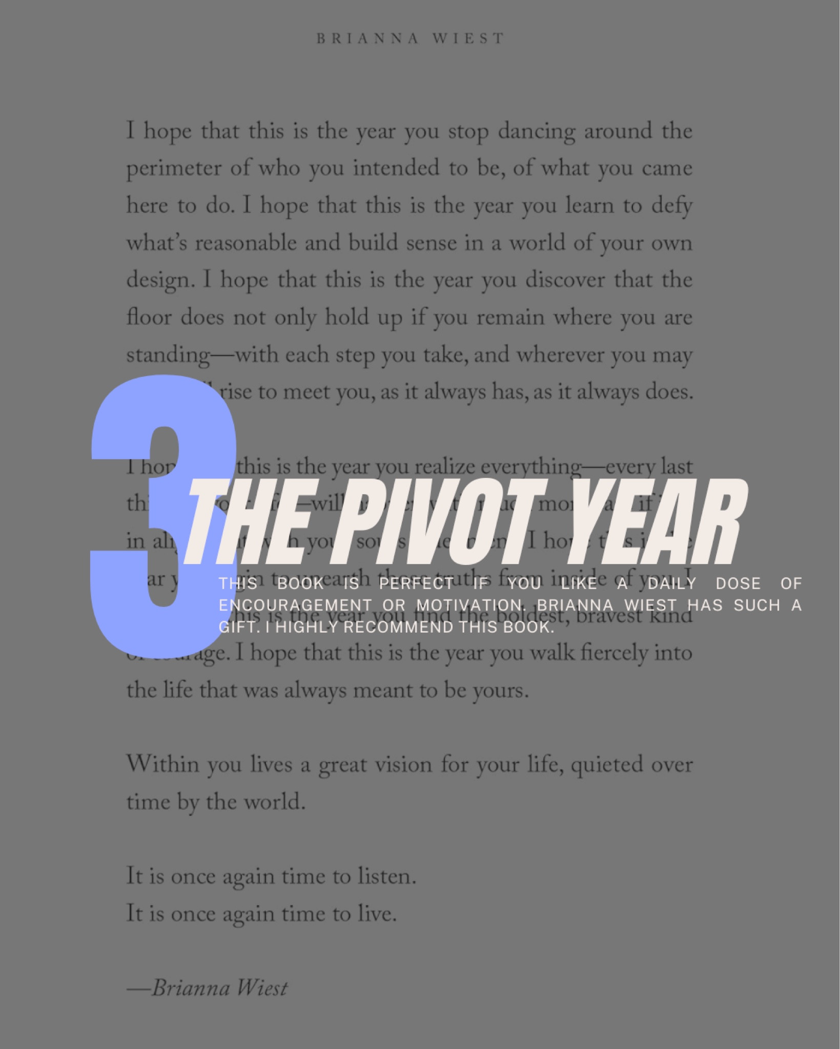 The pivot year by Brianna Weist is a must grab if you love a daily dose of encouragement and motivation. 