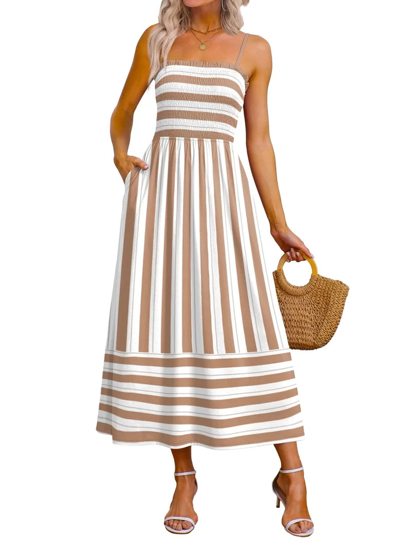 WIHOLL Maxi Dresses for Women 2026 Spaghetti Strap Flowy Boho Long Sundress with Pockets Spring S... | Walmart (US)