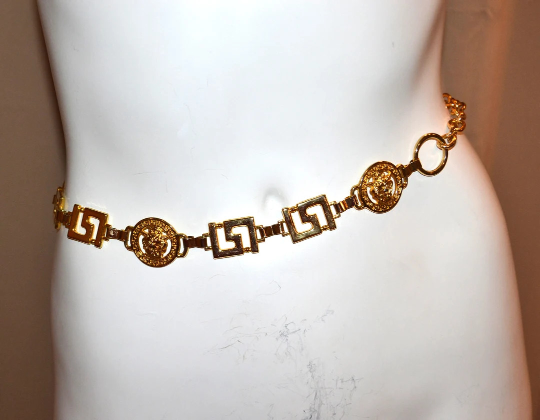 Vintage Belt Polished Gold Fashion Chain Lion with Designer Decor | Etsy (US)