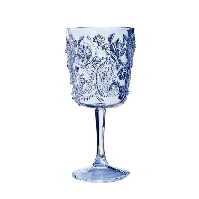 BLUE PAISLEY SHATTERPROOF WINE GLASS - SET OF 4 | Cooper at Home
