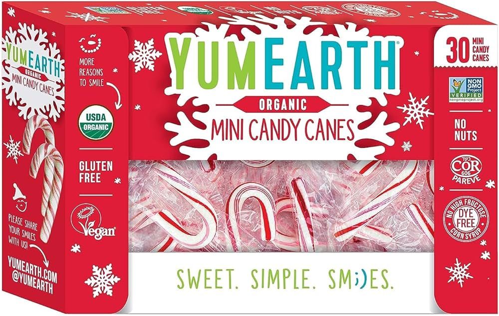 YumEarth Organic Mini Candy Canes - Individually Wrapped Mini Peppermint Candy Canes - Dye Free, ... | Amazon (US)