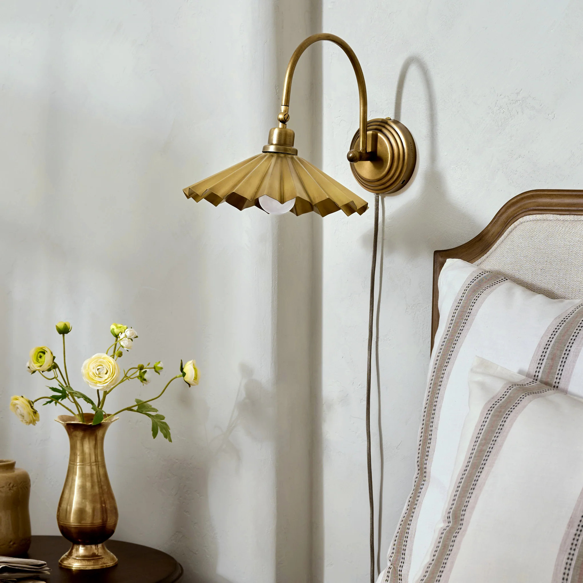 Brass Pleat Plug-in Sconce | Magnolia
