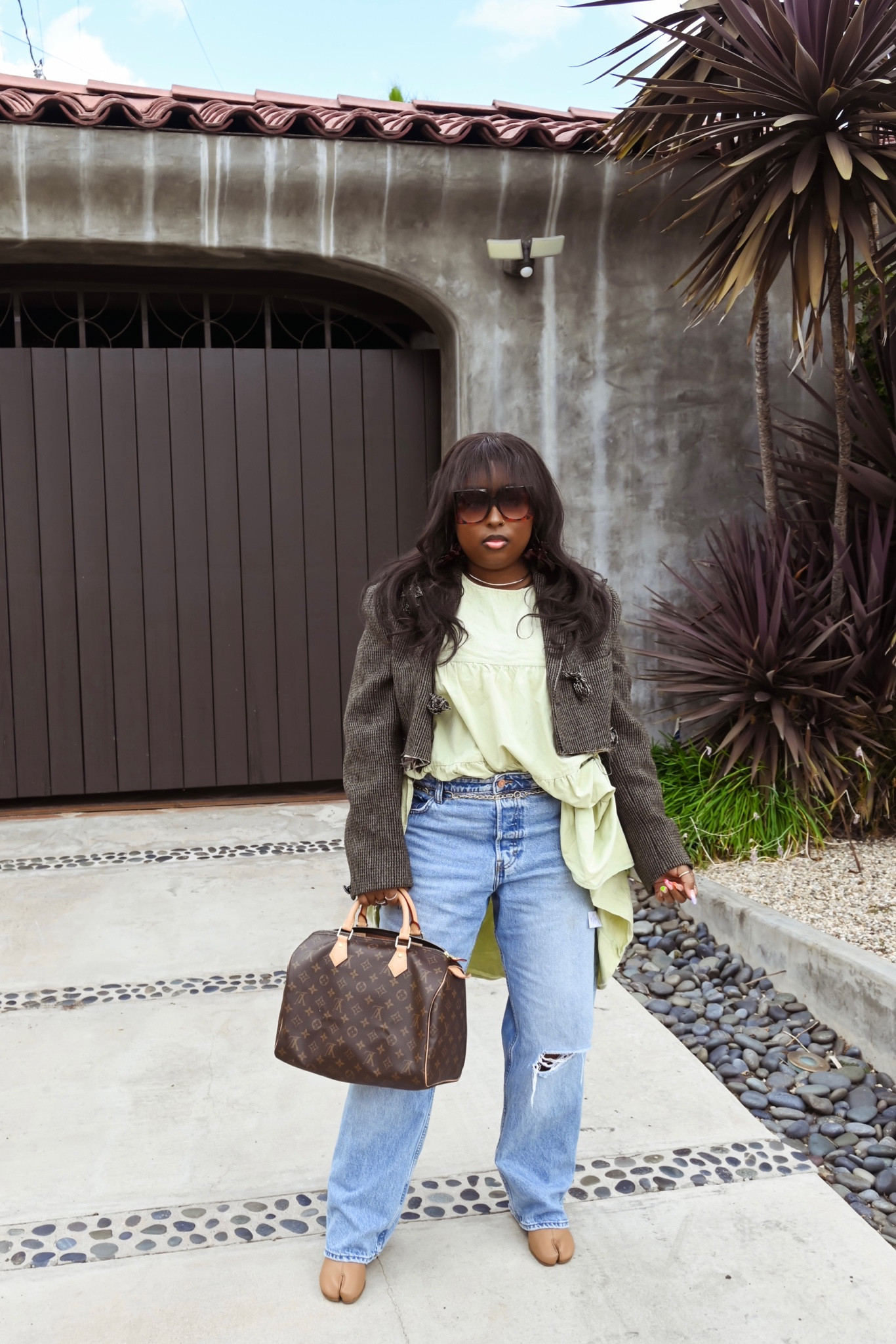 Full look is thrifted! Bag & Shoes linked!🫶🏾 my bag was purchased new from LV store, but here’s one from Rebag in excellent condition! My shoes were also purchased 2yrs ago but here’s a black pair just like them! :) 

#LTKstyletip #LTKitbag #LTKmidsize