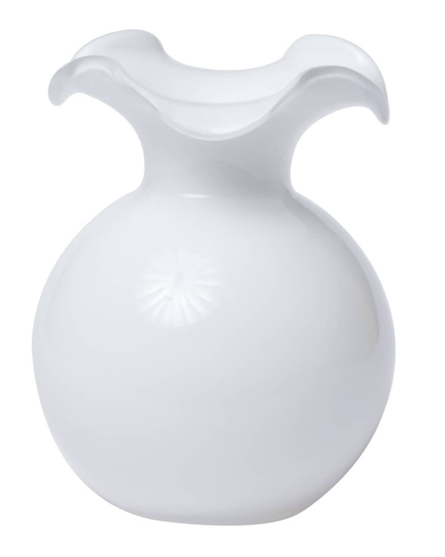 Vietri Hibiscus Glass Small Fluted Vase, White | Neiman Marcus