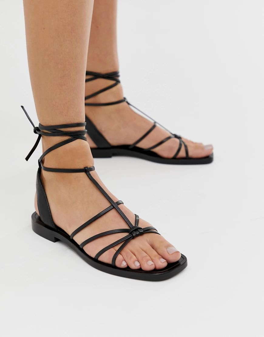 & Other Stories strappy flat sandals in black | ASOS (Global)