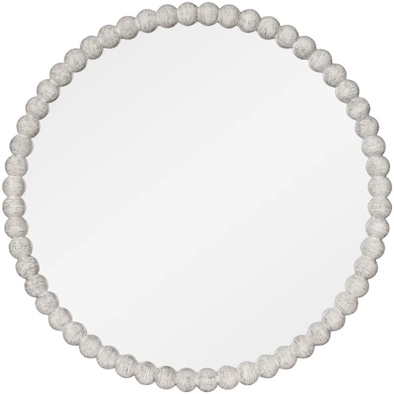 Wood Framed Beaded Decorative Round Mirror for Bathroom,Bedroom | Wayfair North America