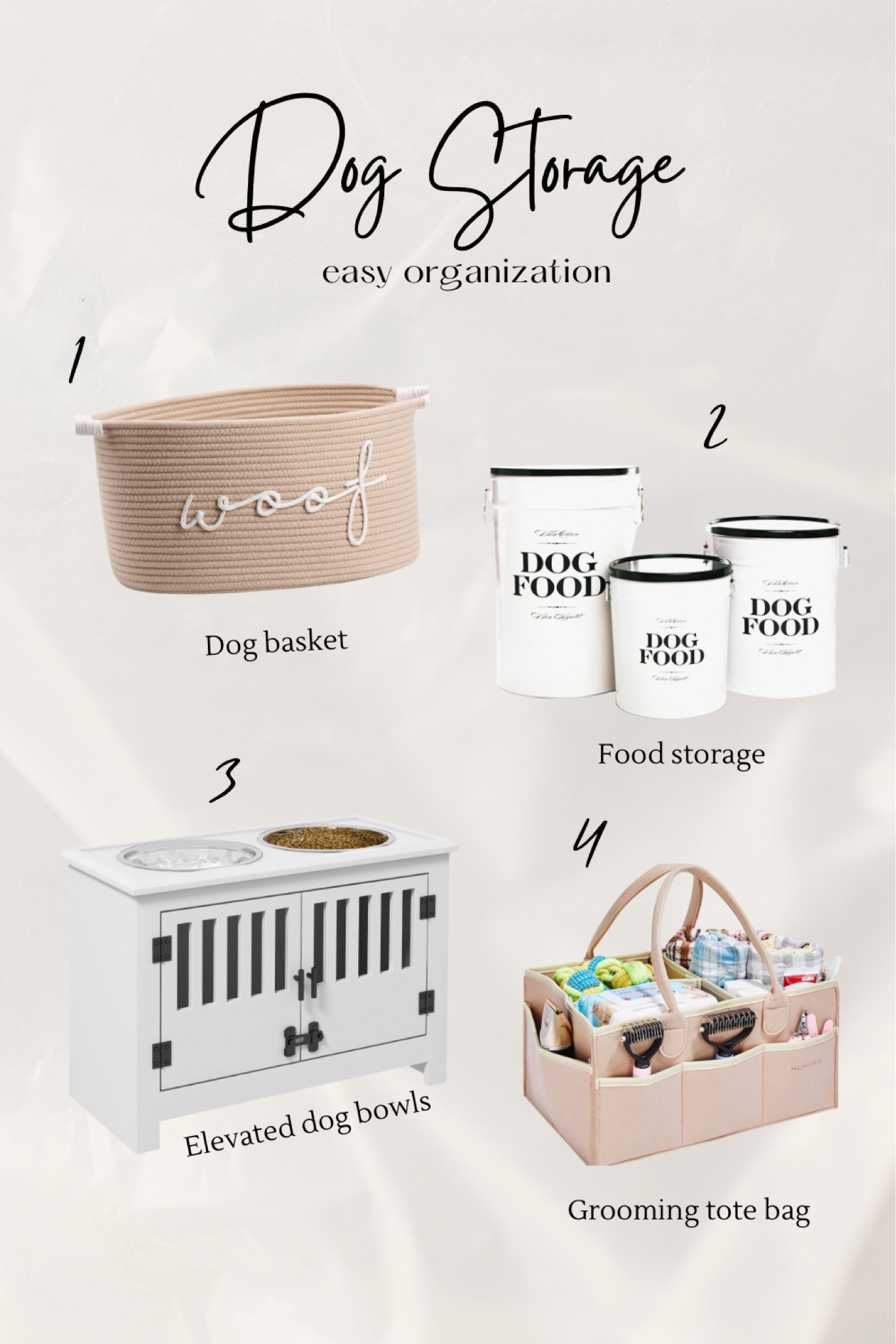 Dog storage, pet organization, pet food storage containers, grooming tote, toy basket, modern pet accessories, aesthetic pet finds

#LTKHome