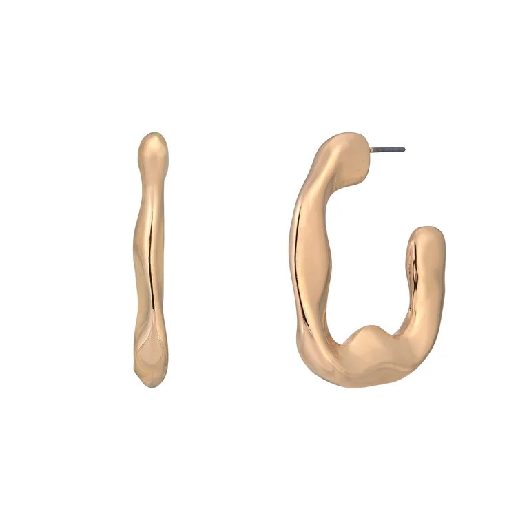 Time and Tru Goldtone Wavy Hoop Earring | Walmart (US)