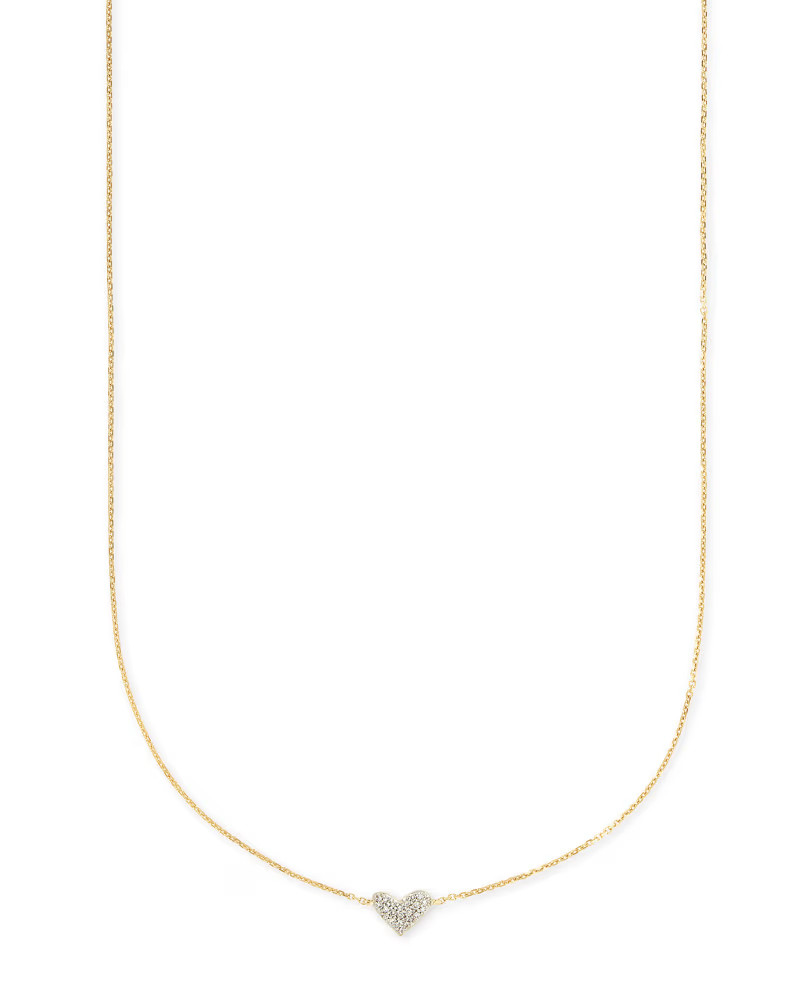 Heart 14k Yellow Gold Pendant Necklace in White Diamonds | Kendra Scott