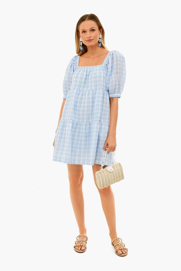 Light Blue Gingham Gretta Mini Dress | Tuckernuck (US)