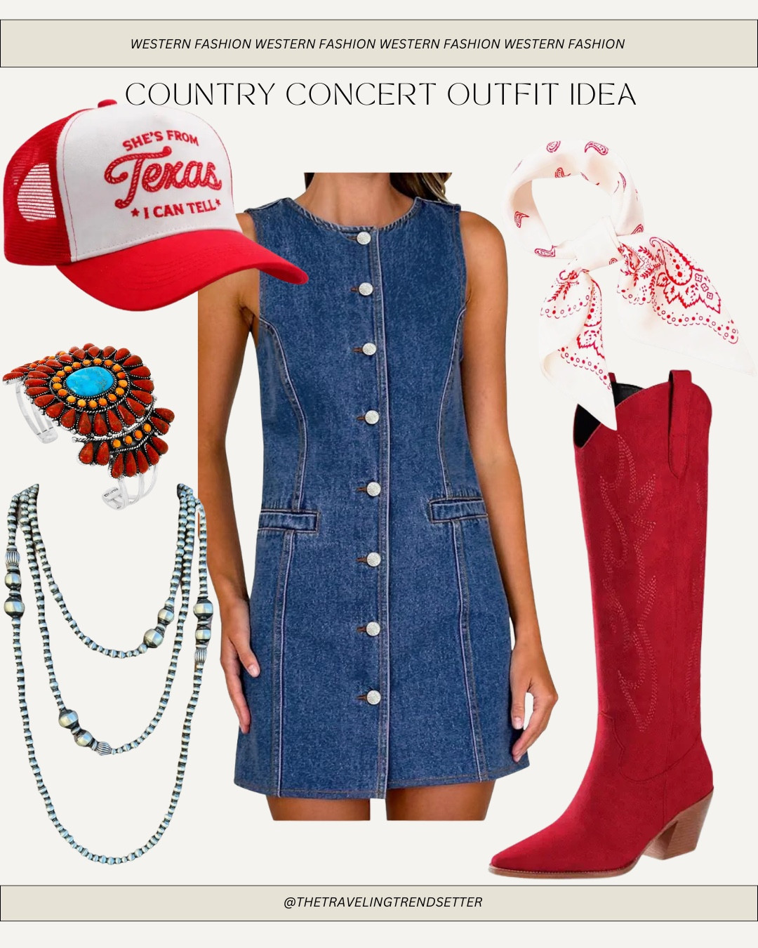 Country concert outfit idea from Amazon how to style denim dress red cowgirl boots Ella Langley concert outfit idea ￼

#LTKootd #LTKgrwm #LTKWorkwear