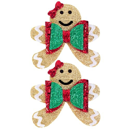 Glitter Christmas Hair Clips - 2PCS Sparkly Cute Gingerbread Man Hair Clips for Girls Non-slip Metal Alligator Hairpin Barrette Festive Hair Accessory for Christmas Party Kids Xmas Gifts | Amazon (US)