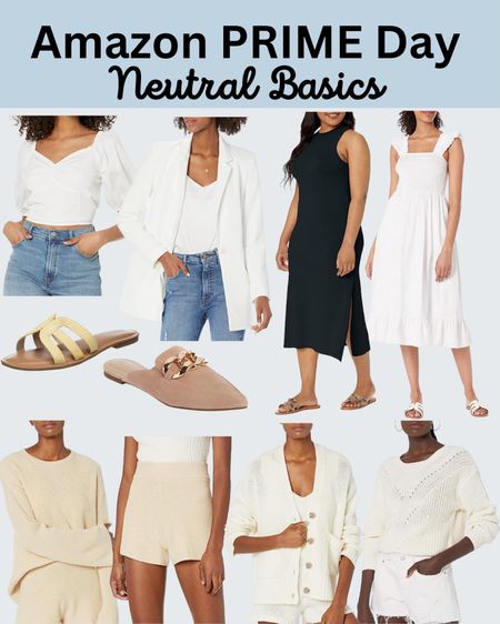 Neutral wardrobe basics from the Amazon Prime Day deals (still in stock!) white knit sweater, hill house dupe dress, great workwear blazer, cardigan (available in several colors) 

#LTKxPrimeDay #LTKsalealert #LTKunder50