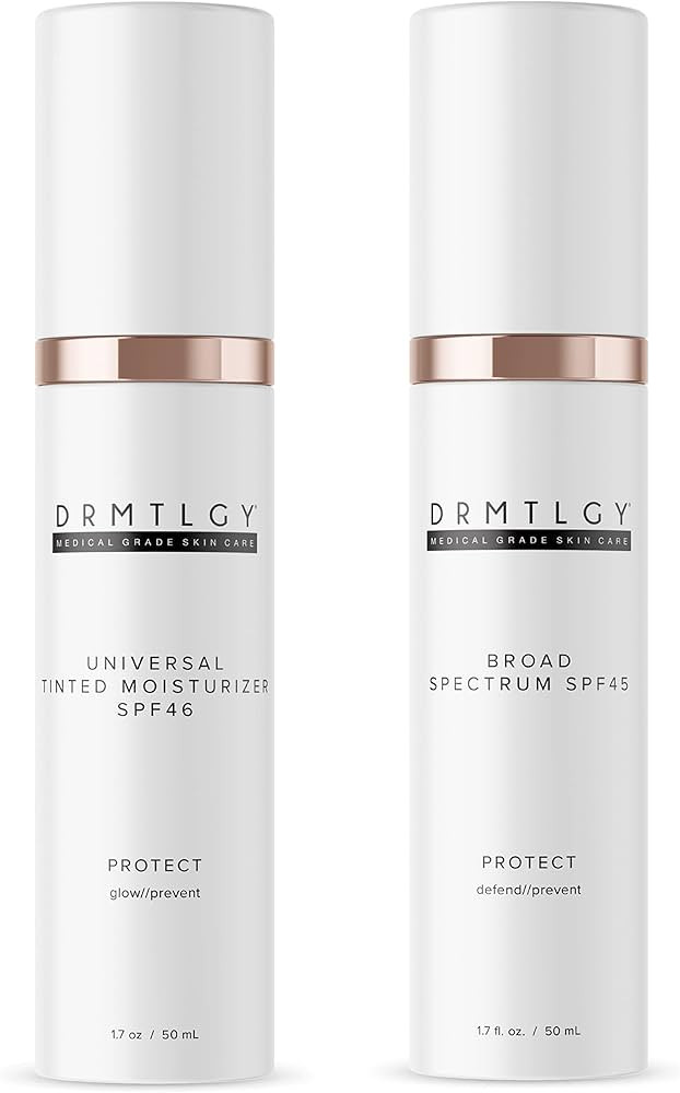 DRMTLGY Universal Tinted Moisturizer with SPF 46 & Anti Aging Clear Face Sunscreen Set - Universa... | Amazon (US)