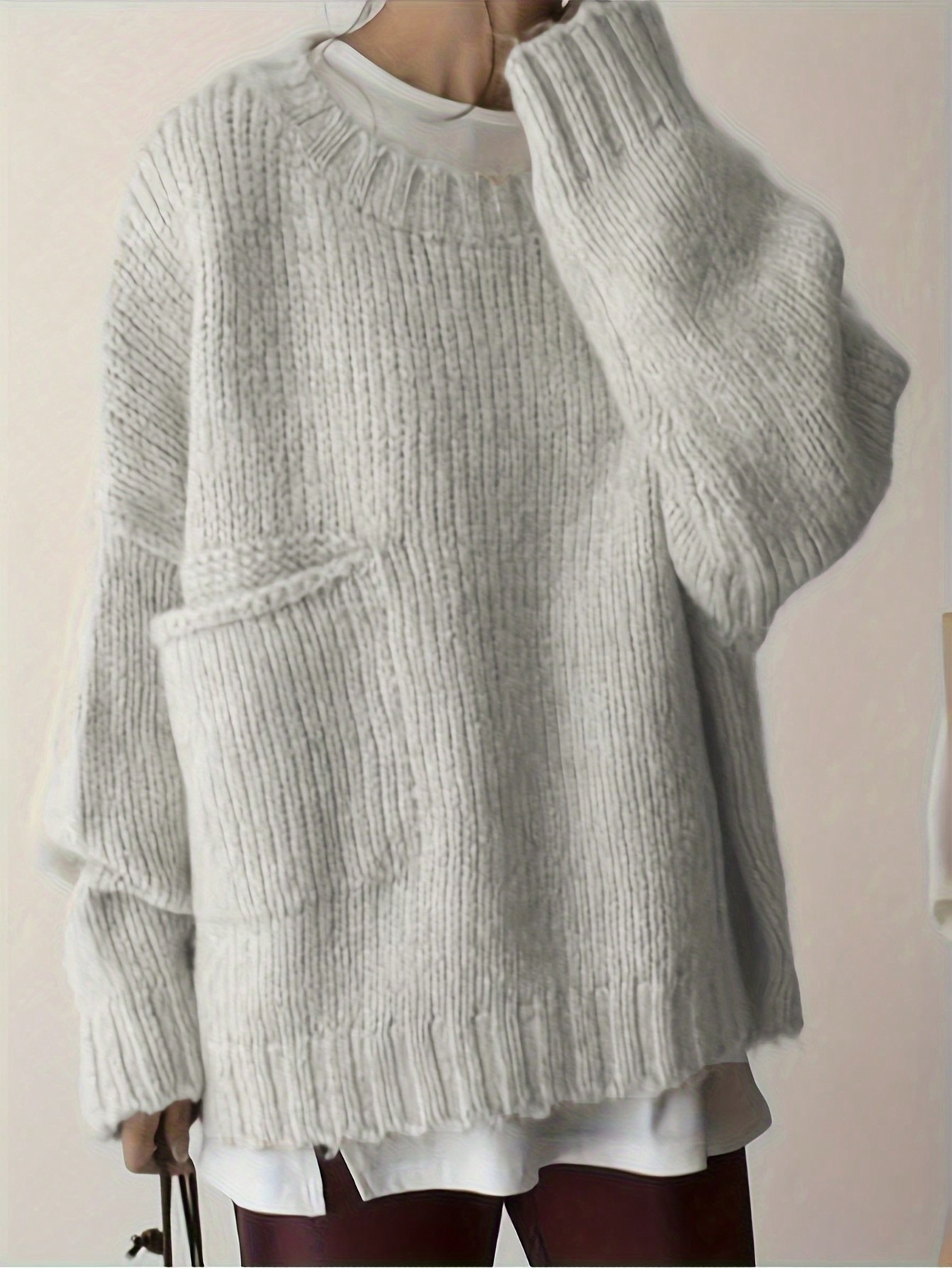 SHEIN LUNE Plus Size Casual Solid Dropped Shoulder Relaxed Fit Sweater, Fall/Winter | SHEIN USA | SHEIN