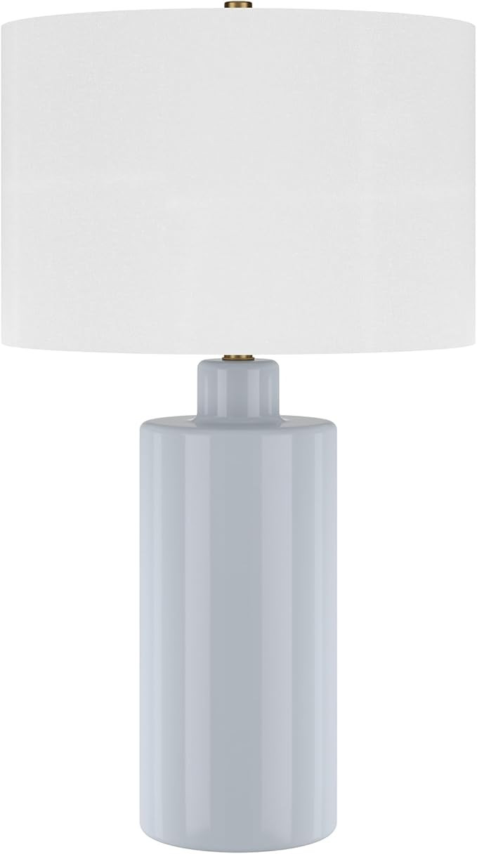 Henn&Hart 25" Tall Ceramic Table Lamp with Fabric Shade in Smoky Blue/White, for Home, Living Roo... | Amazon (US)