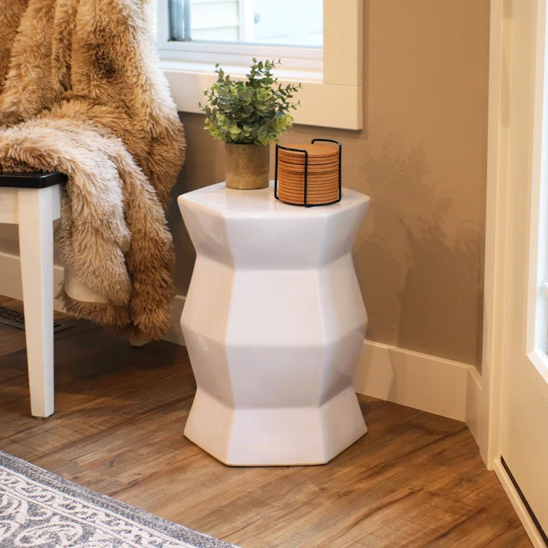 Radosław 17.25" Geometric Ceramic Decorative Garden Stool Side Table | Wayfair North America
