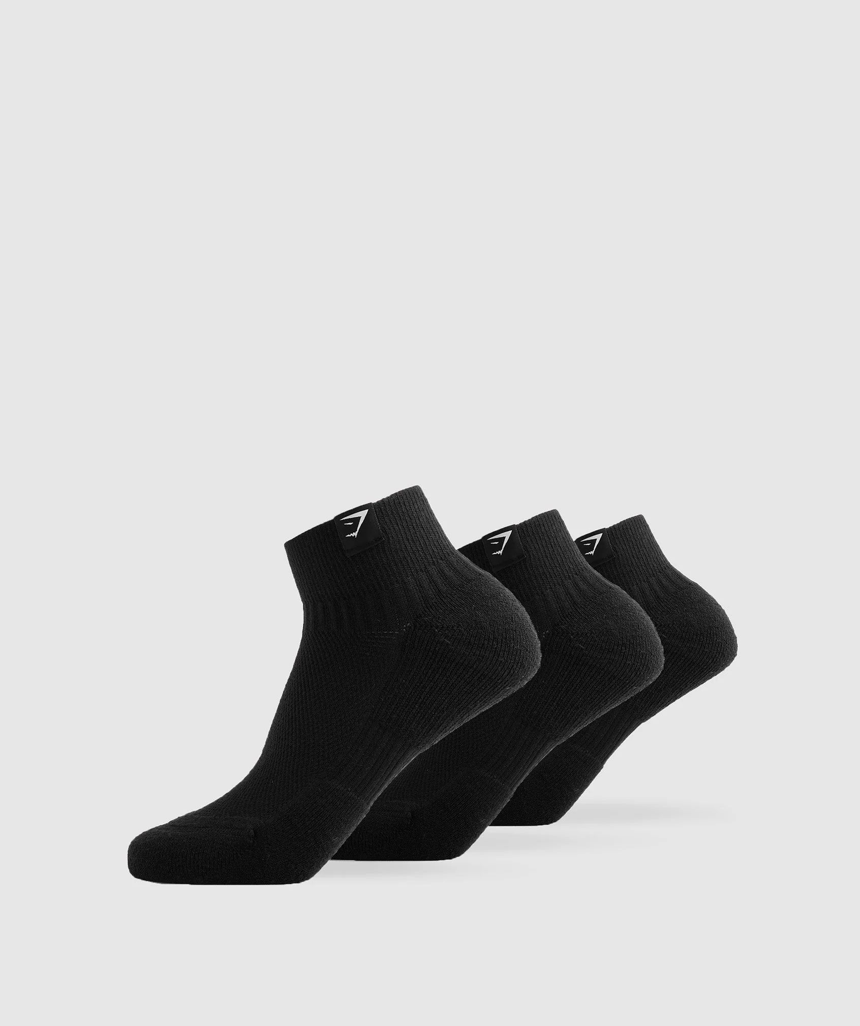 Gymshark Woven Tab Sneaker Socks 3pk - Black | Gymshark US