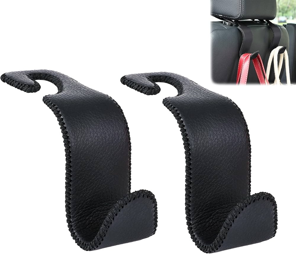 Amooca Car Seat Headrest Hook Universal Vehicle Storage Hanger Leather with Metal Car Seat Back O... | Amazon (US)