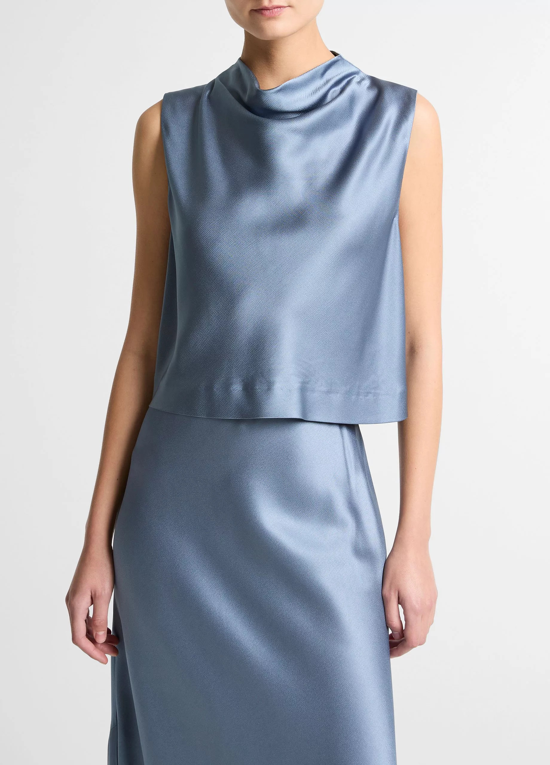 Satin Cropped Cowl-Neck Top | Vince LLC
