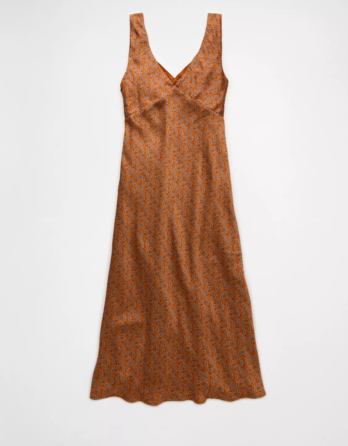 AE V-Neck Paisley Slip Midi Dress | American Eagle Outfitters (US & CA)