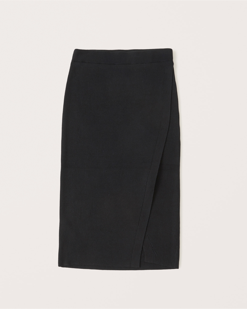 Women's Wrap Ribbed Midi Skirt | Women's Up to 30% Off Select Styles | Abercrombie.com | Abercrombie & Fitch (US)