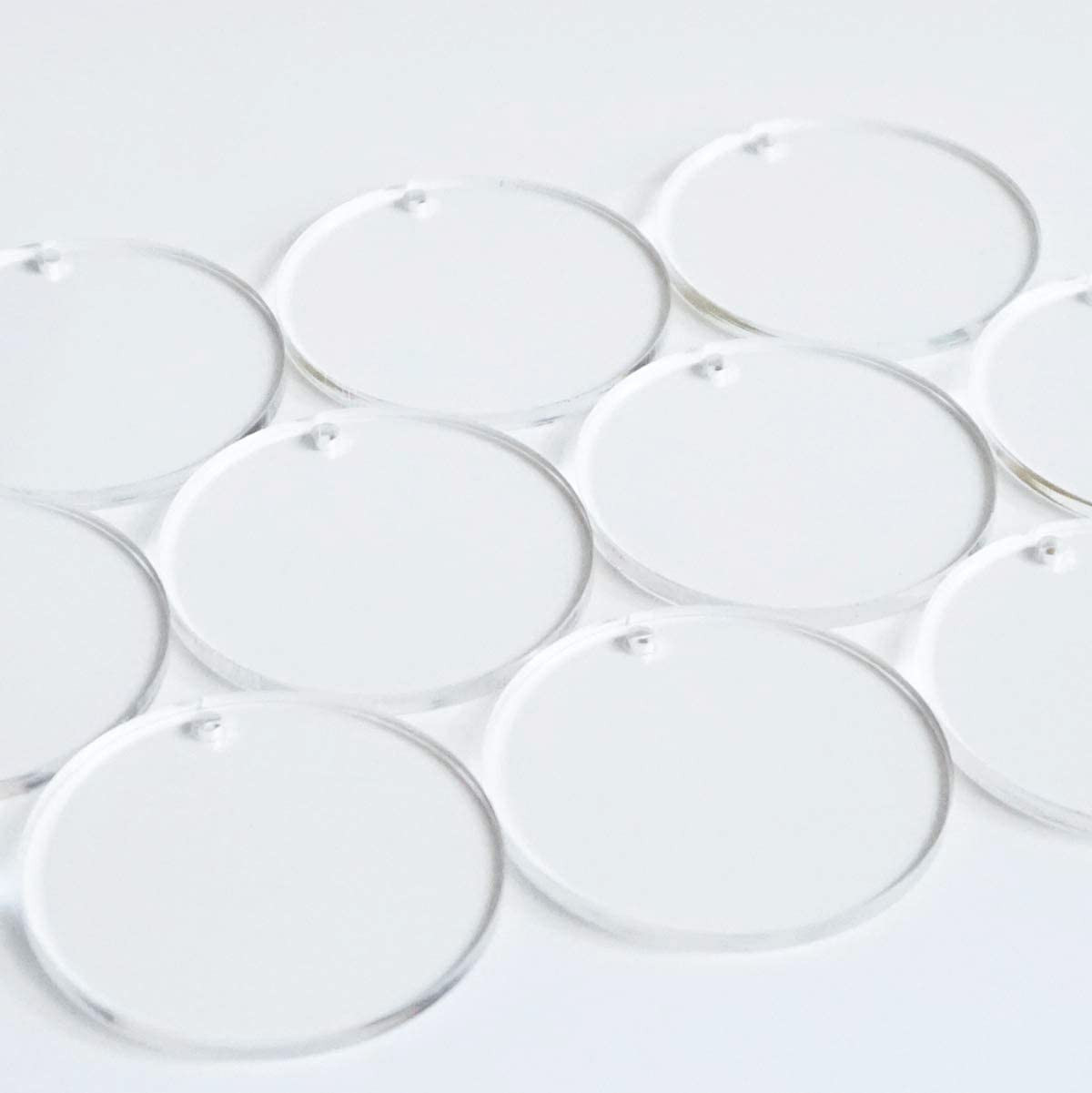 25 Pieces 3'' Clear Acrylic Disc Keychain Blanks, 1/8" Thick Round Acrylic Ornament with Hole, Pe... | Amazon (US)