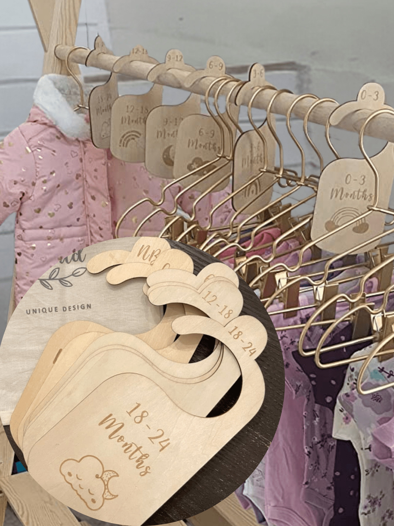1 Set(7 Pcs) Wooden Baby Closet Size Divider Organizer Hanger Clothing Dividers For Newborn Nurse... | SHEIN