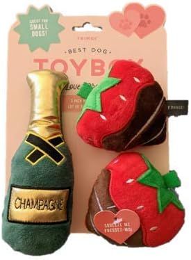 Fringe Studio Plush Dog Toy Set, Champagne Strawberry, 3 Piece Set, for Small Dogs (289482) | Amazon (US)