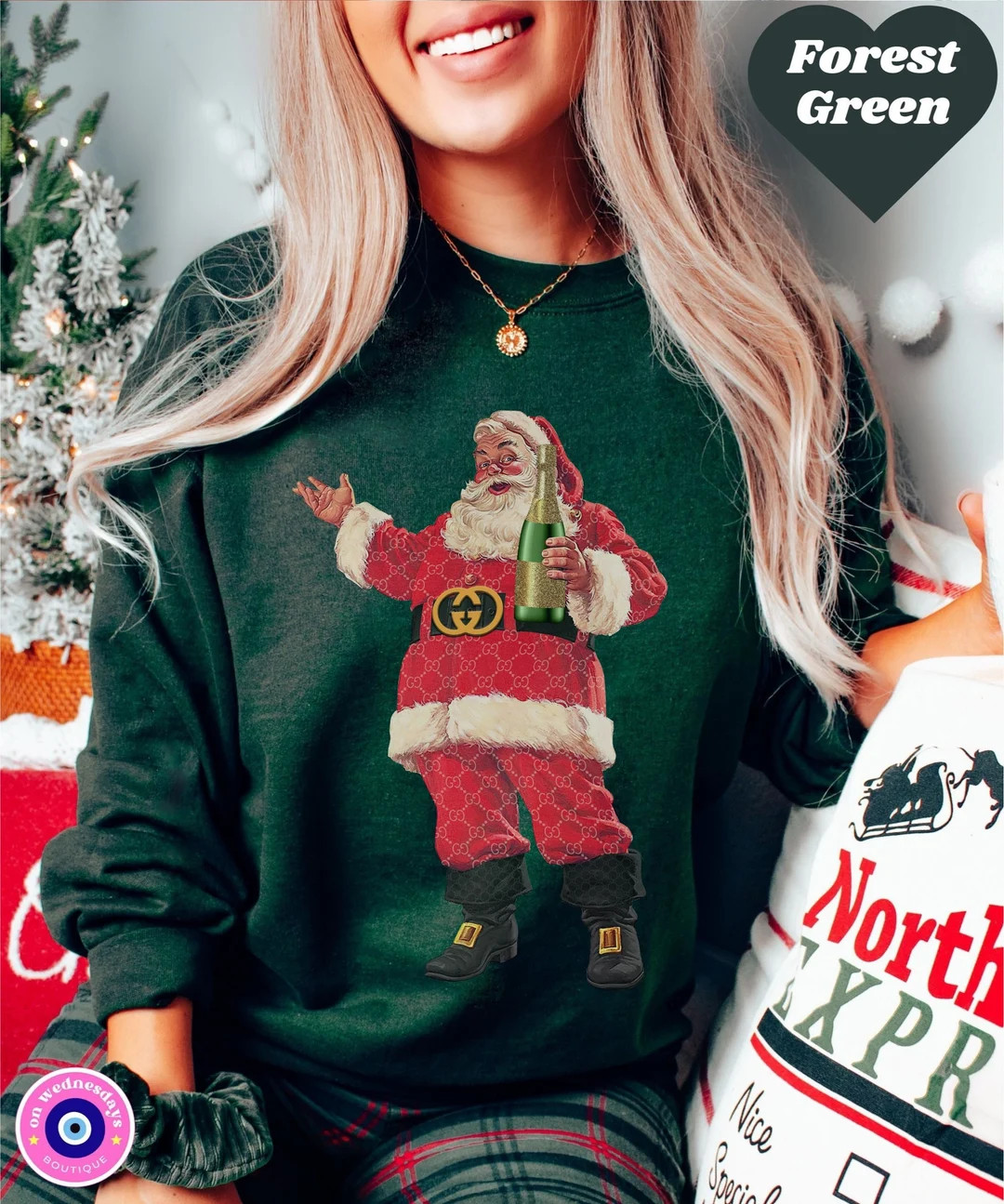 Santa Sweatshirt for Christmas Holiday Sweater for Women - Etsy | Etsy (US)