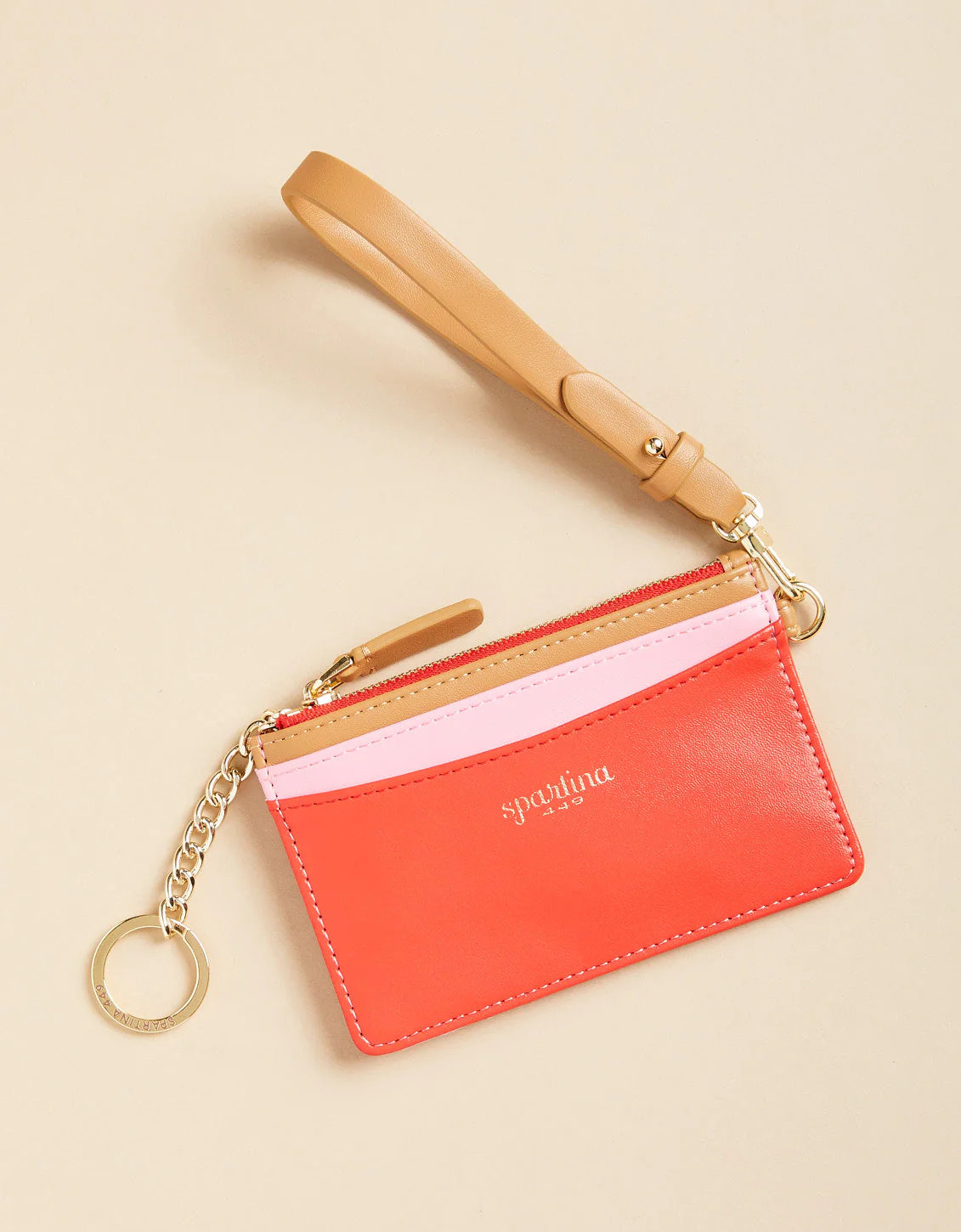 Slimcard Coinpurse Pink/Red Colorblock | Spartina 449