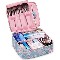 Travel Makeup Bag Large Cosmetic Bag Makeup Case Organizer for Women and Girls (Flamingo) | Amazon (US)