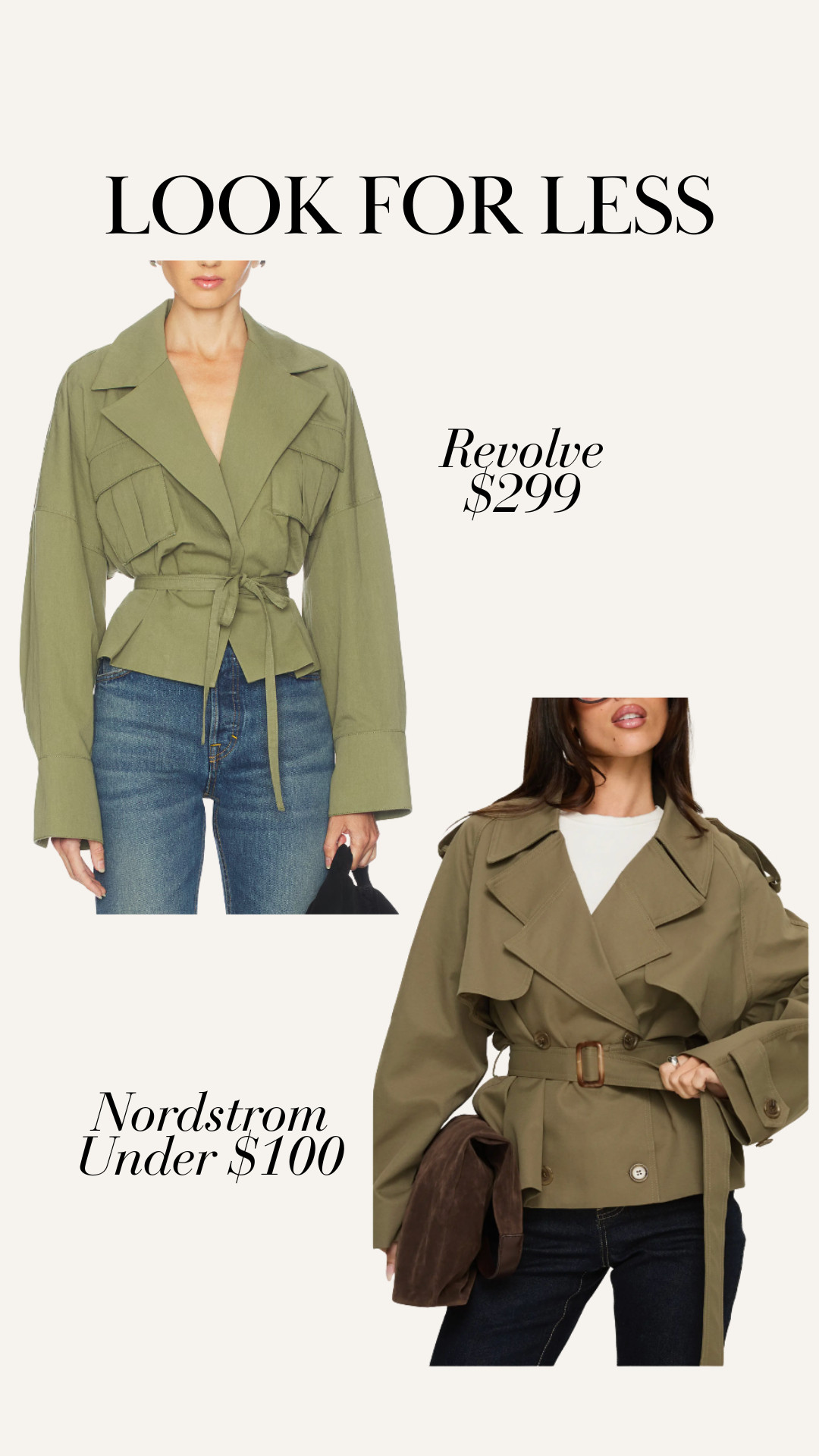 Cropped green trench look for less 

 