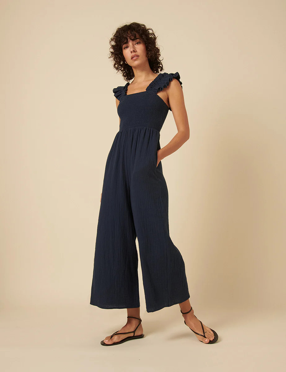 Navy Cropped Length Maya Jumpsuit | Nobody's Child