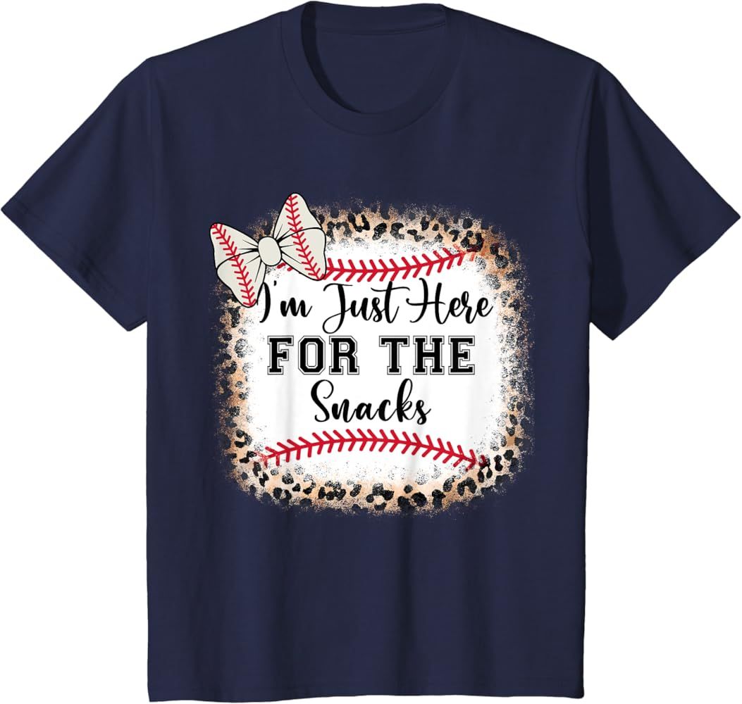 Funny Im Just Here For Snacks Baseball Sister Mom Girl Women T-Shirt | Amazon (US)